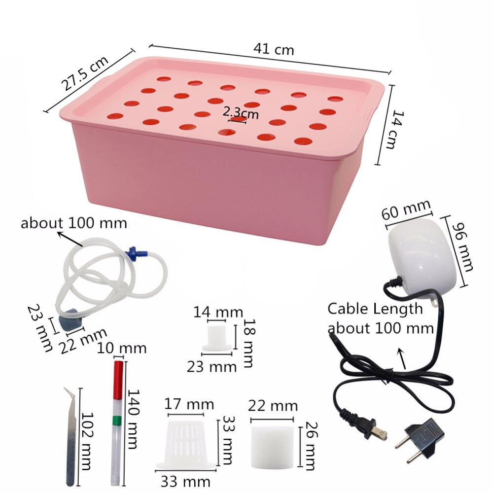 220V/110V 24 Holes Hydroponic Kit with Oxygen Pump Indoor Garden Cabinet Box Bubble Nursery Pots Cultivation Box 1 Set