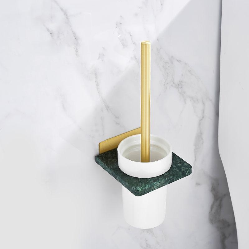 White/Black Marble Bathroom Toilet Brush Holder Wall-mounted Brushed Gold Toilet Cleaning Brush Bathroom Storage Organization