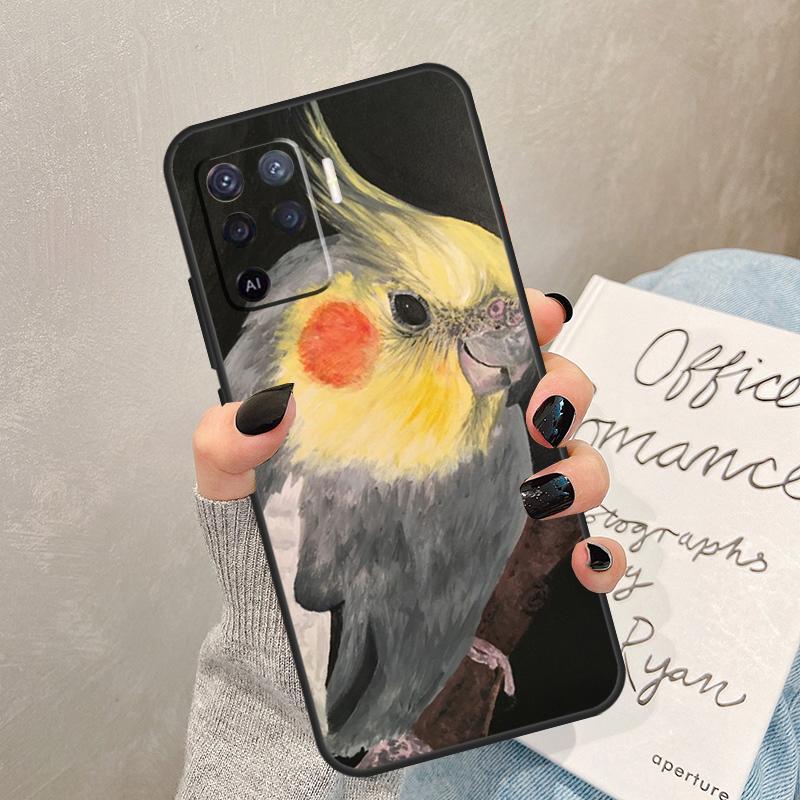 Cartoon Animal Chubby Cockatiel Case For Oppo A57 A17 A77 A18 A38 A58 A78 A98 A74 A54 A94 A80 A60 A40 A96 A76 A16 A15 A5 Pro