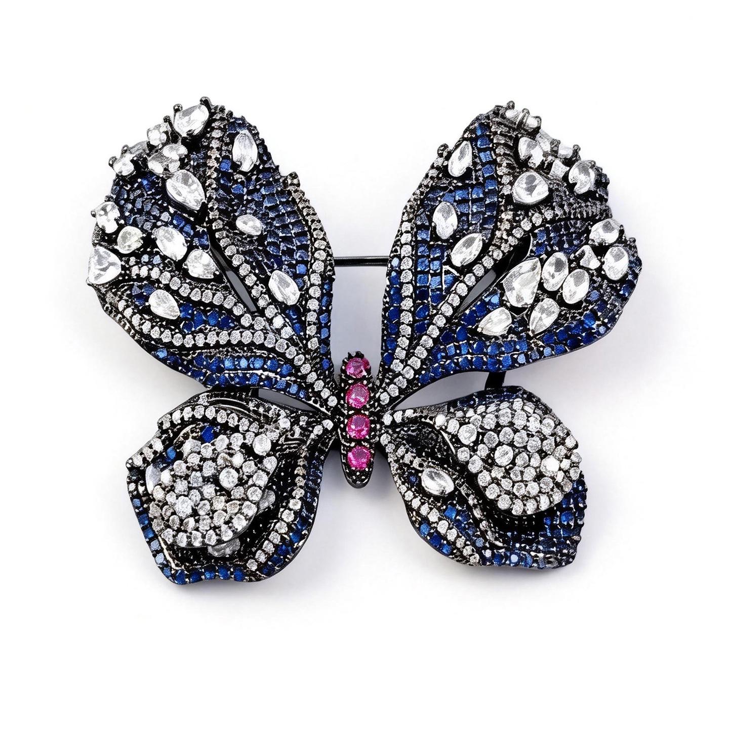 Bo Xin Yun Luxury Copper Zirconia Butterfly Brooch - High-Grade Fashion Accessory