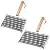 Hot Dog Roller Sausage Roller Rack Stainless Steel Hot Dog Grill Roller with Wooden Handle BBQ Hotdog Roller Grill Accessories