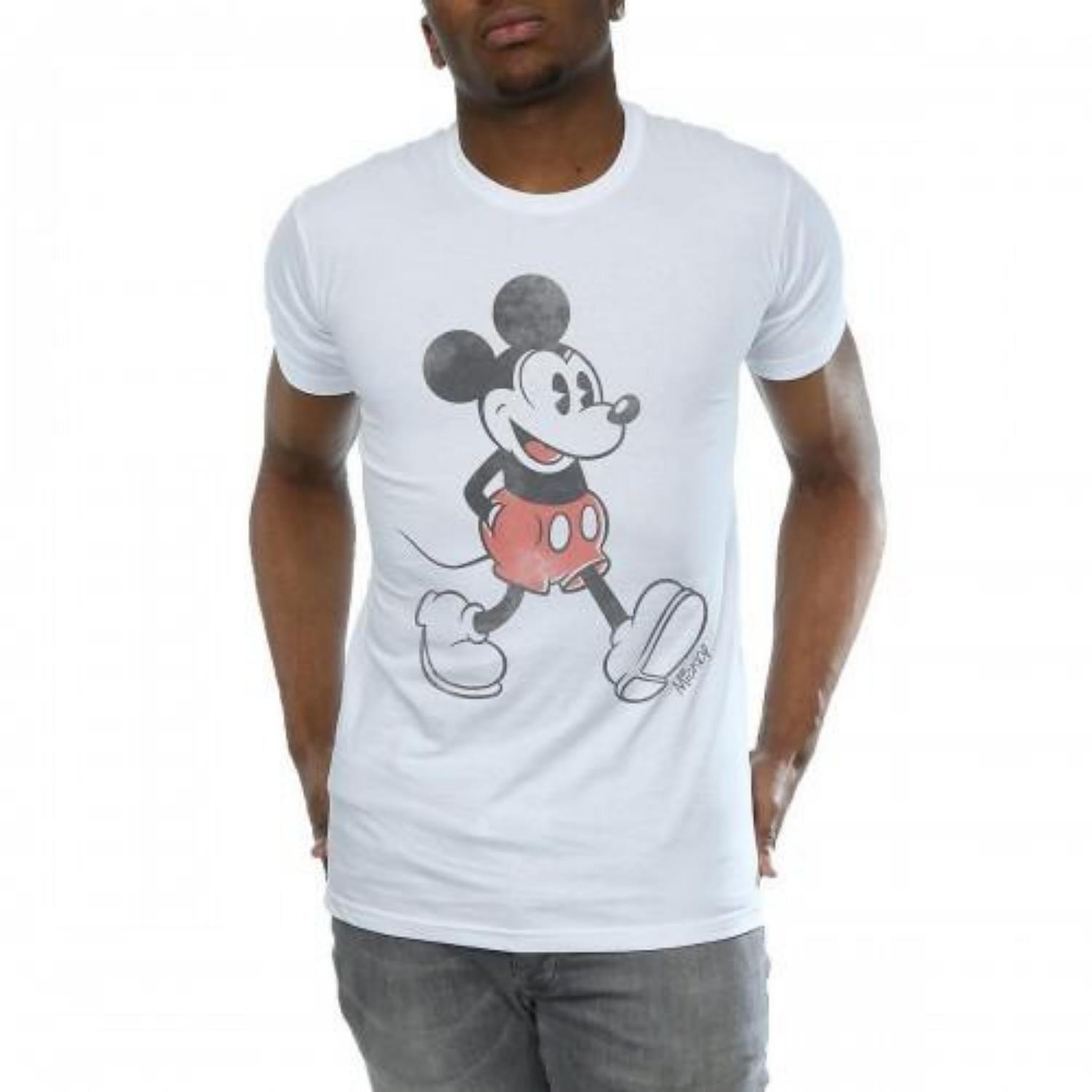 Disney Mens Walking Mickey Mouse Cotton T-Shirt XXXXL