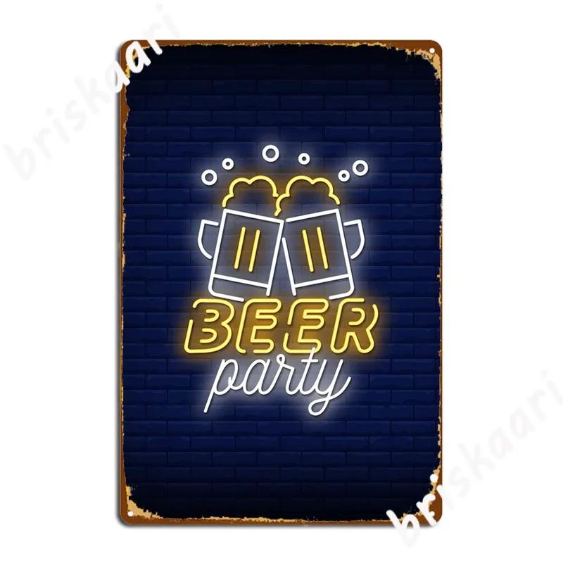 Beer Party Neon Retro Metal Sign Classic Wall pub Wall Plates Tin sign Posters 20X30CM