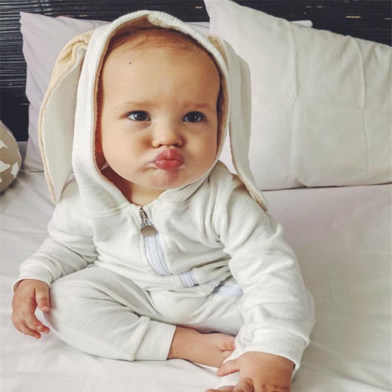 Innovative Baby & Toddler Hooded Rabbit Onesie with Ears - Zipper Romper