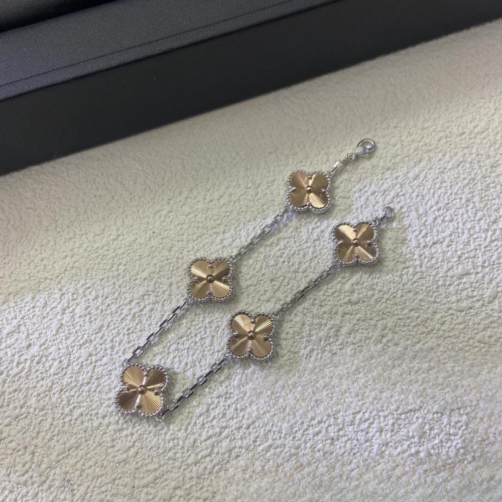 Wysokiej jakości czerwony chalcedon laserowy czterolistna koniczyna pięciokwiatowy bransoletka 18K różowe złoto lekka luksusowa biżuteria prezent dla dziewczyny