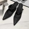 Pleated Pointed Toe Cool Mopping Summer New Baotou Shallow Mouth Metal Buckle One Slip Slip Stiletto High Heels