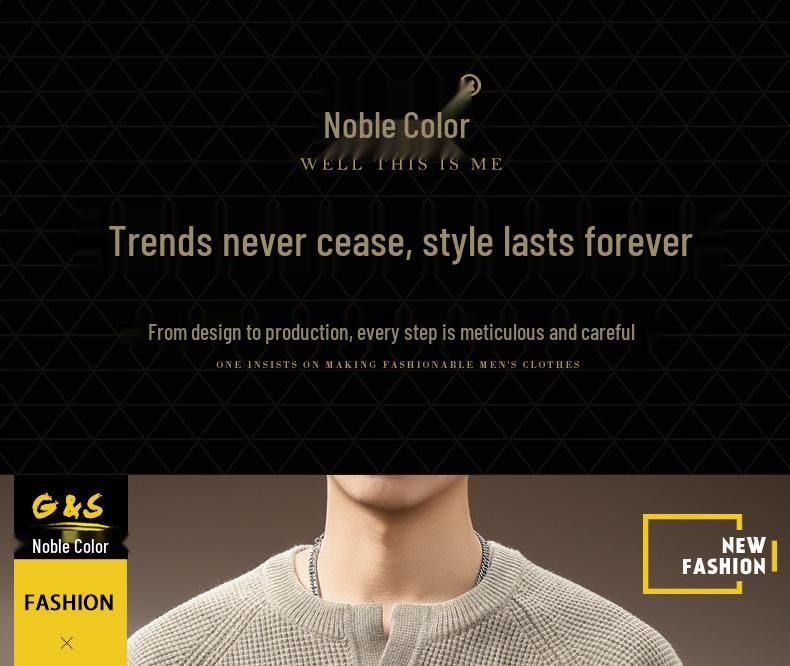 Men's High-End Retro Henley Knit Sweater - Autumn Trendy Loose Fit