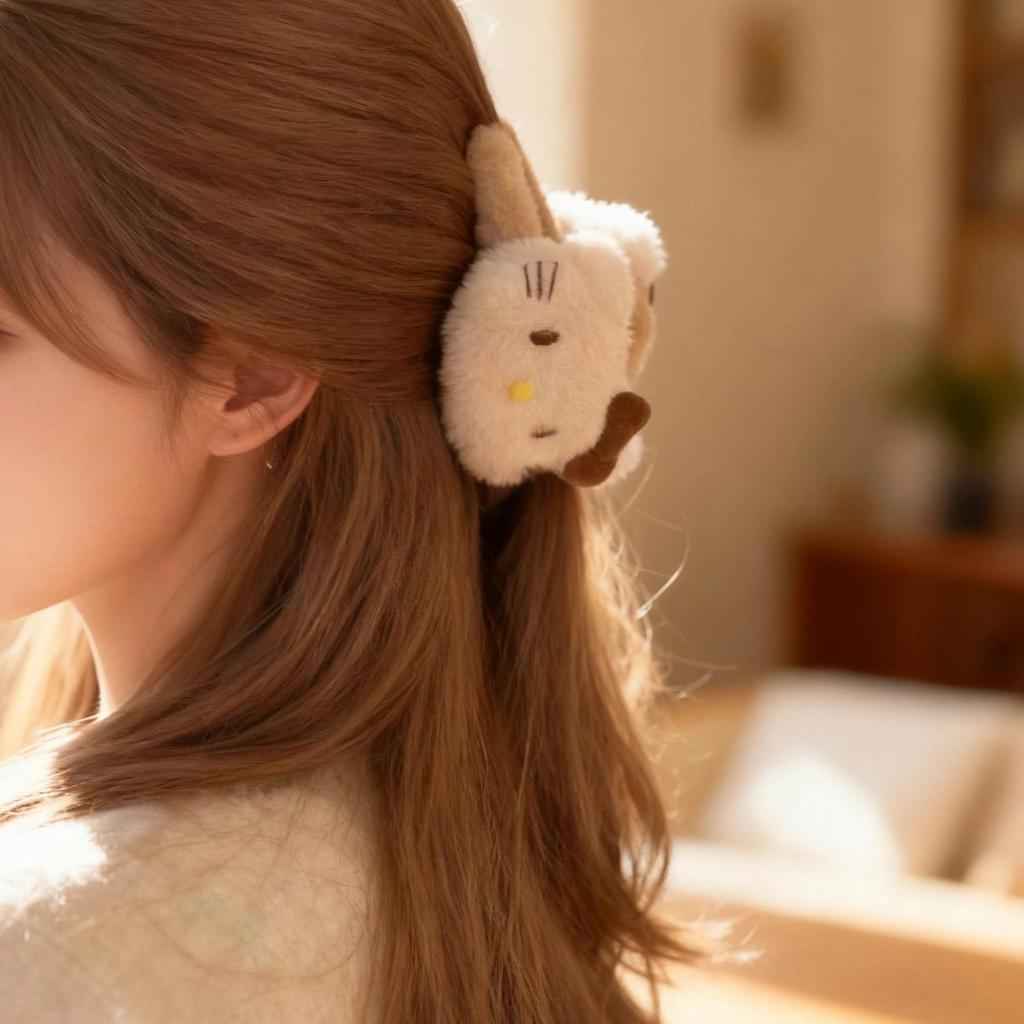 Meiji Cute Plush Kitty Hair Clip – Sweet Shark Design for Girls