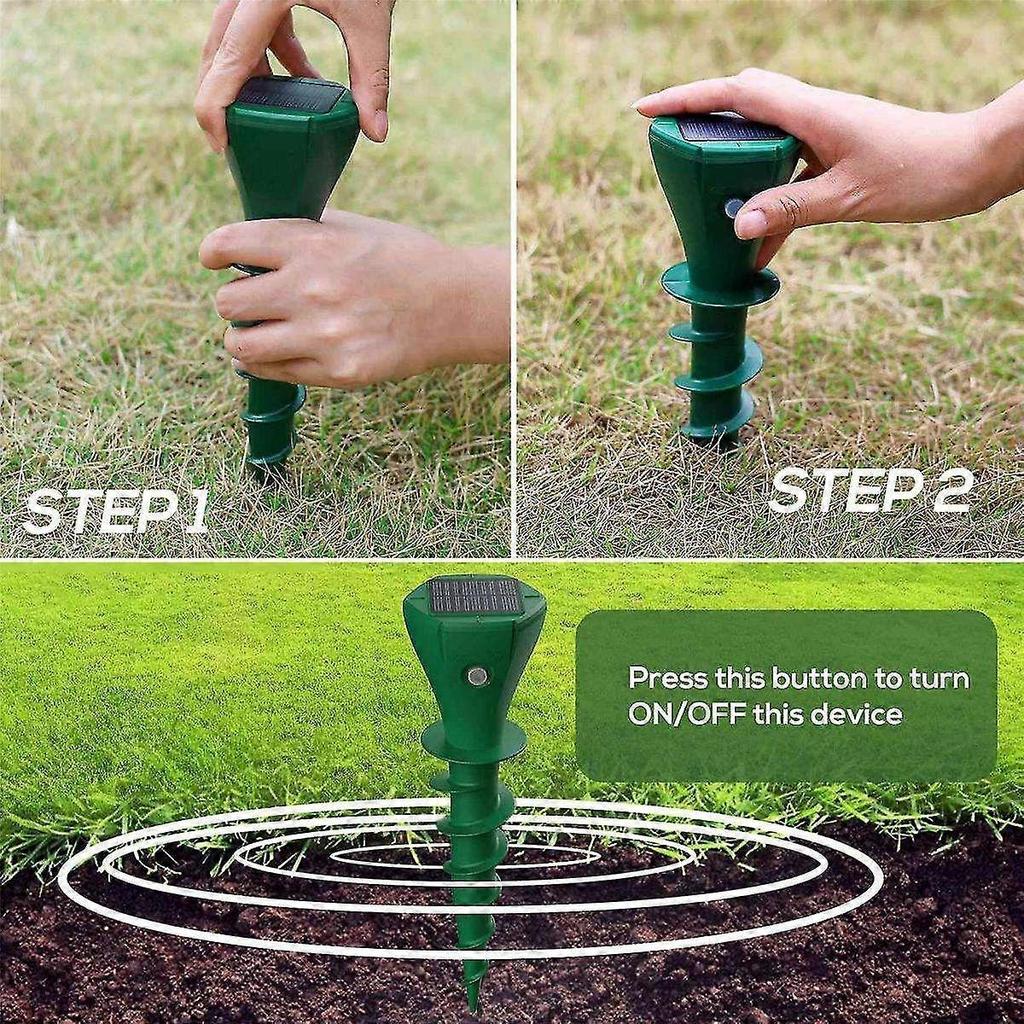 Mole Repellent for Lawns Screw Repeller Solar Powered Outdoor Groundhog Deterrent Vibration Stakes -