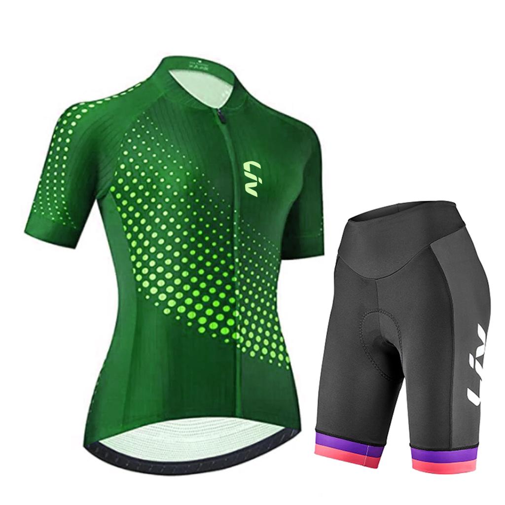 2026 Summer Breathable Cycling Suit Set Women Shortsleeved Bicycle Jersey Quick Drying UV Resistant Outdoor Cycling Bib Road Cycling Racing Suit