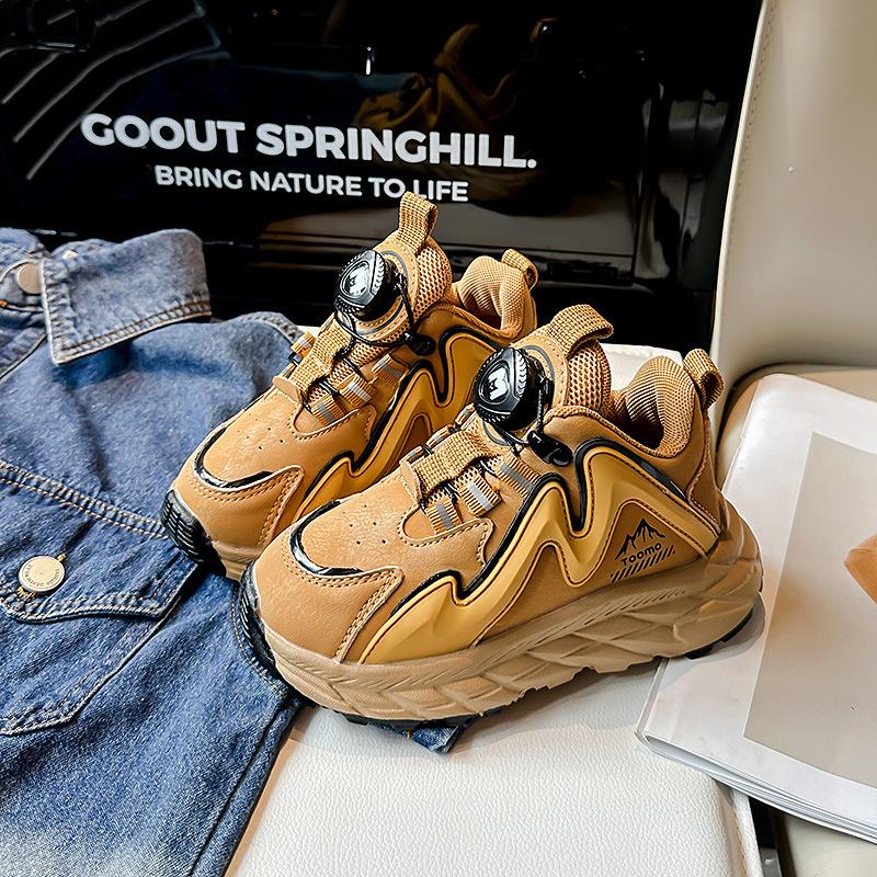 

Мальчиковые кроссовки 2025 новые детские вращающаяся кнопка папины кроссовки средние старшие мальчики модные осенние туфли ретро 28