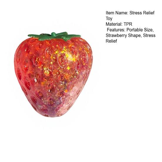 Clear Glitter Strawberry Squeeze Toy Slow Rebound Stress Relief Simulated Fruit Fidget Toy Anti-anxiety Sensory Ball Decompression