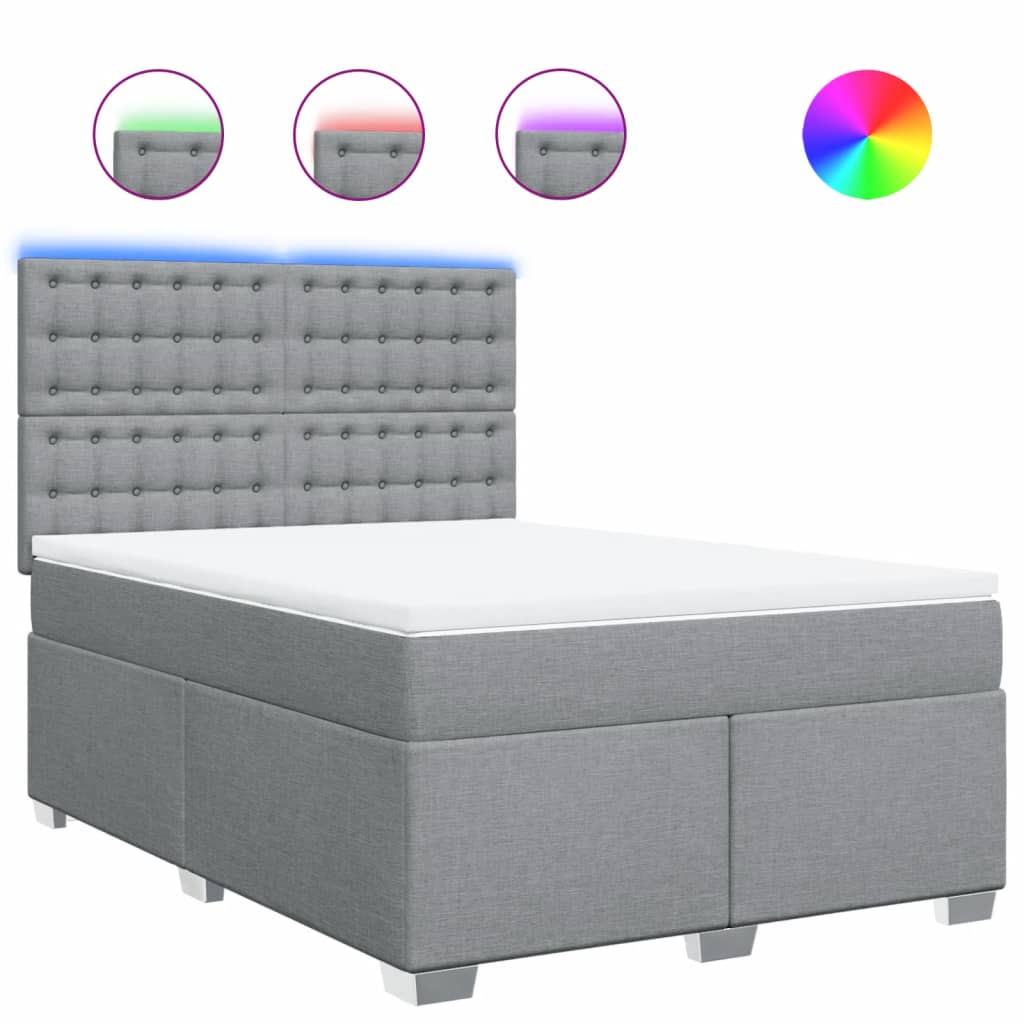 Vidaxl Cama Continental con Colchón, Gris Claro, Tela 160X200 Cm