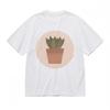 Women's Soft Breathable Classic T-Shirt Minimalist Potted Plant Cotton Tee USA
