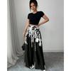 2026 Spring/Summer Women's Fashion Black and White Printed Slimming Casual Wide-Leg Pants