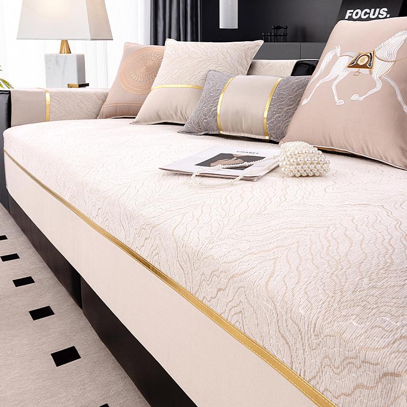 New Sofa Cushion Four-Season Universal Straight Row Sofa Cover Cloth Seat Cushion Light Luxury High-Grade Leather Sofa Cover