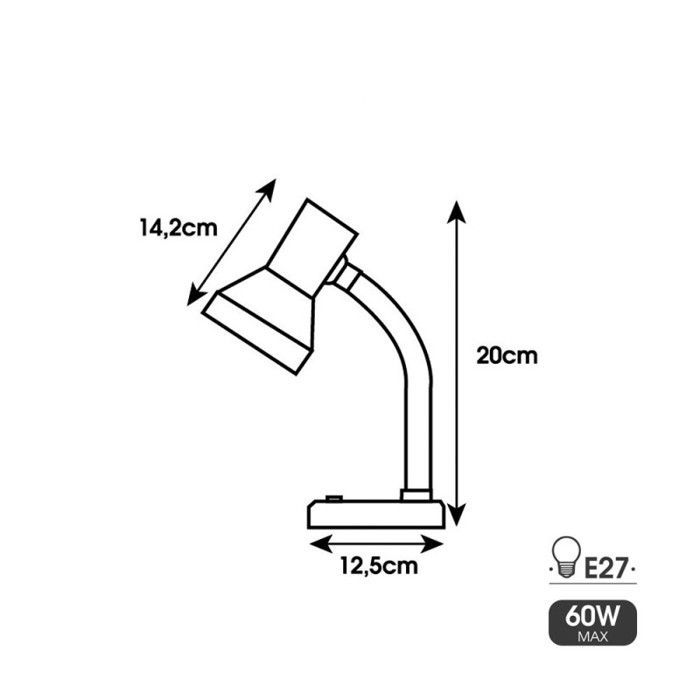 Lampe de bureau - EDM - London - Noir métal - Ampoule E27 60W - Système de flexo