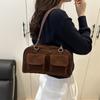 Autumn Vintage Suede Square Shoulder Bags for Women Casual Versatile Ladies Handbags Tote Large Capacity Female Underarm Bag