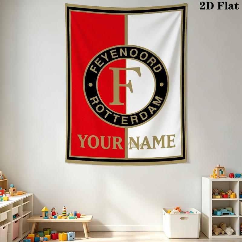 Custom Name feyenoord Wall Tapestry Aesthetic Wall Hanging Printed Fabric Blanket Decorative Tapestries for Bedroom Living Room Home Decor