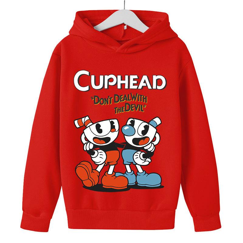 Trendy Hoodie Kids Game Cuphead hoodie Jongens Meisjes mode cartoon sweatshirt lente en herfst model Horror Kleding Lange Mouw 3-13Yrs 160