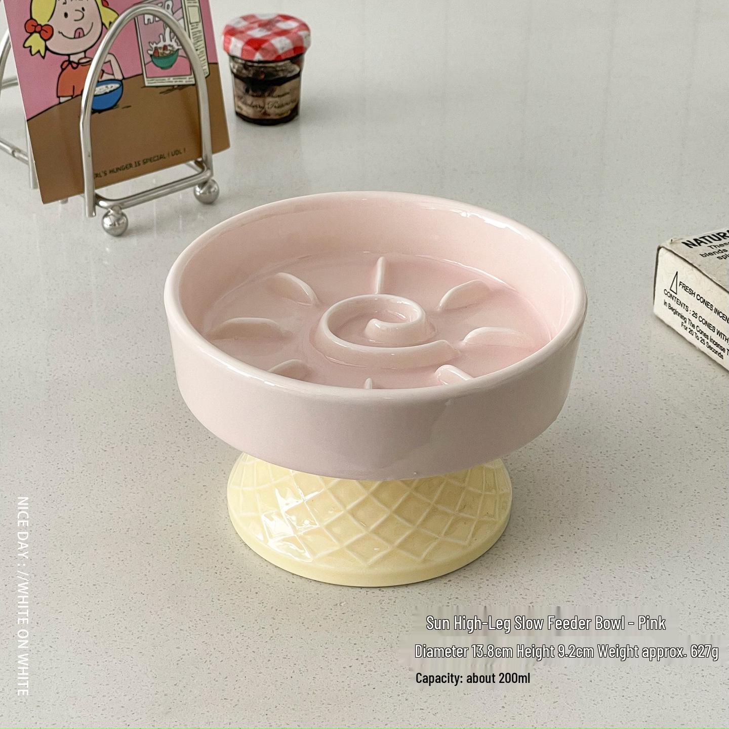 Ceramic Anti-Tip Cat & Dog Bowl with Protective High-Leg Design for Spine Support and Slow Feeding