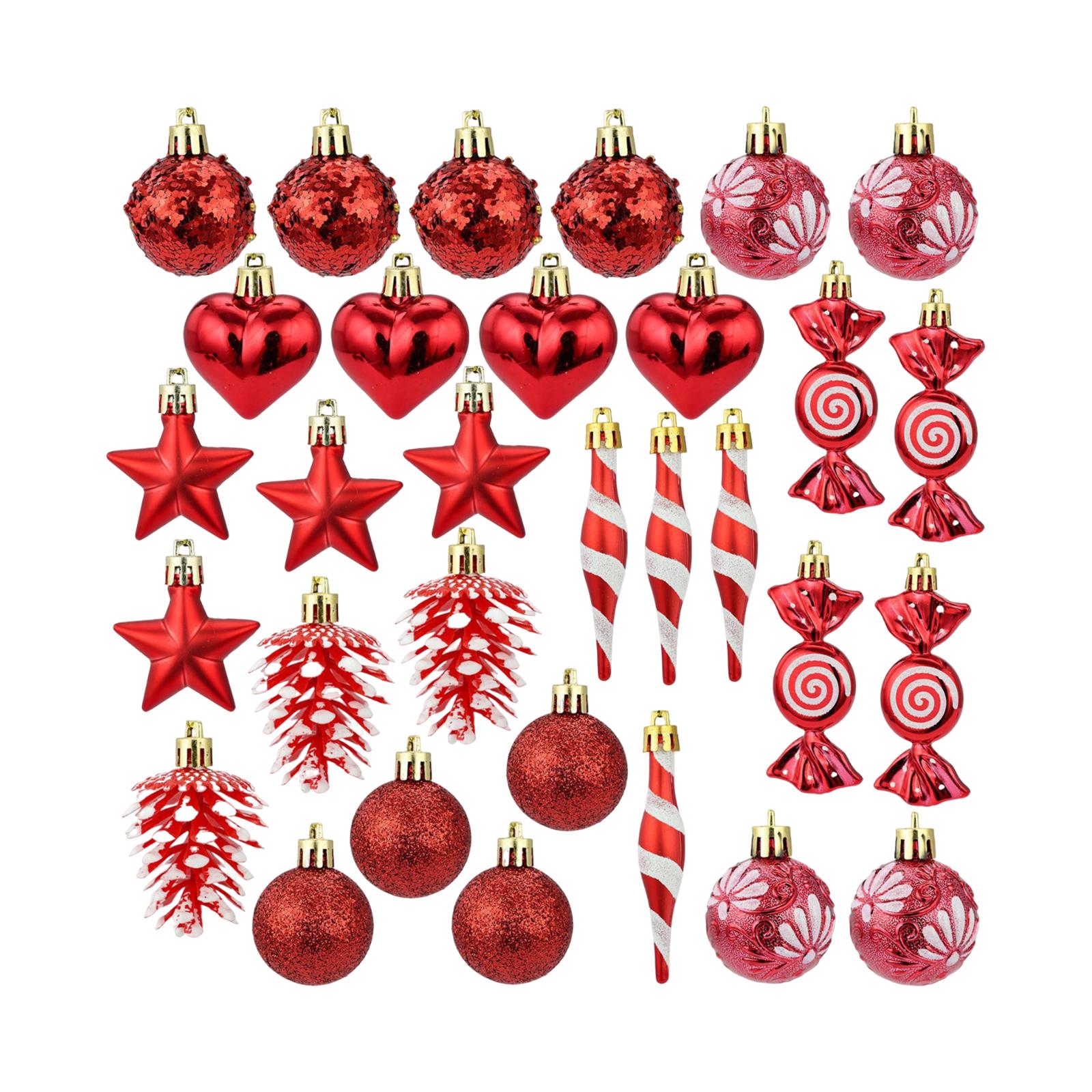 

31 предмет Рождественские шары, украшения, рождественские подвесные украшения, сердца, звезды, набор для дерева Red