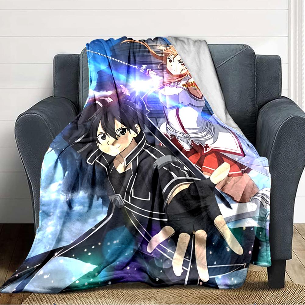 1pc Sword Art Online2 Blanket, Gift, for Men and Women, Soft Blanket, Good for Sofa Bed Couch Travel, Lightweight Flannel Blanket