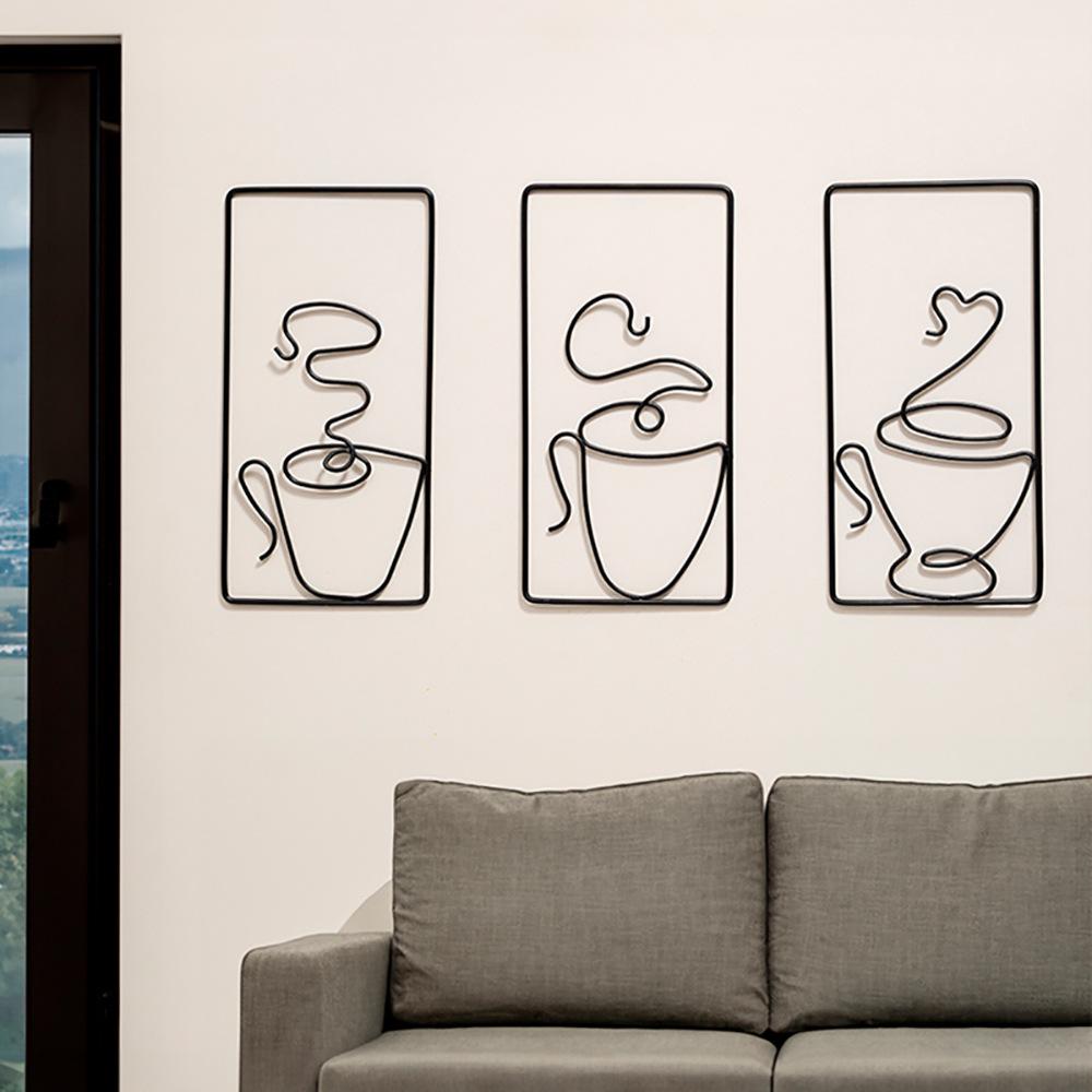Decorative Paintings on The Living Room Walls and High-end Ironwork Paintings Hung on The Background Walls of The Dining Room