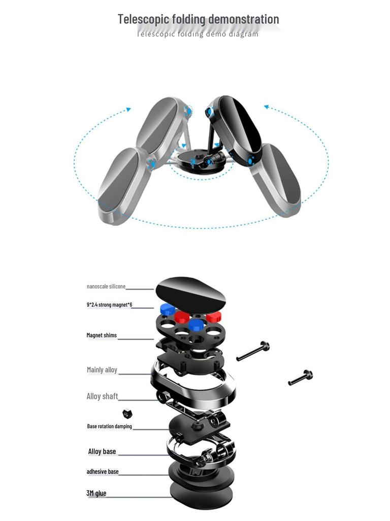 Universal Magnetic Folding Car Mount for Dashboard Navigation
