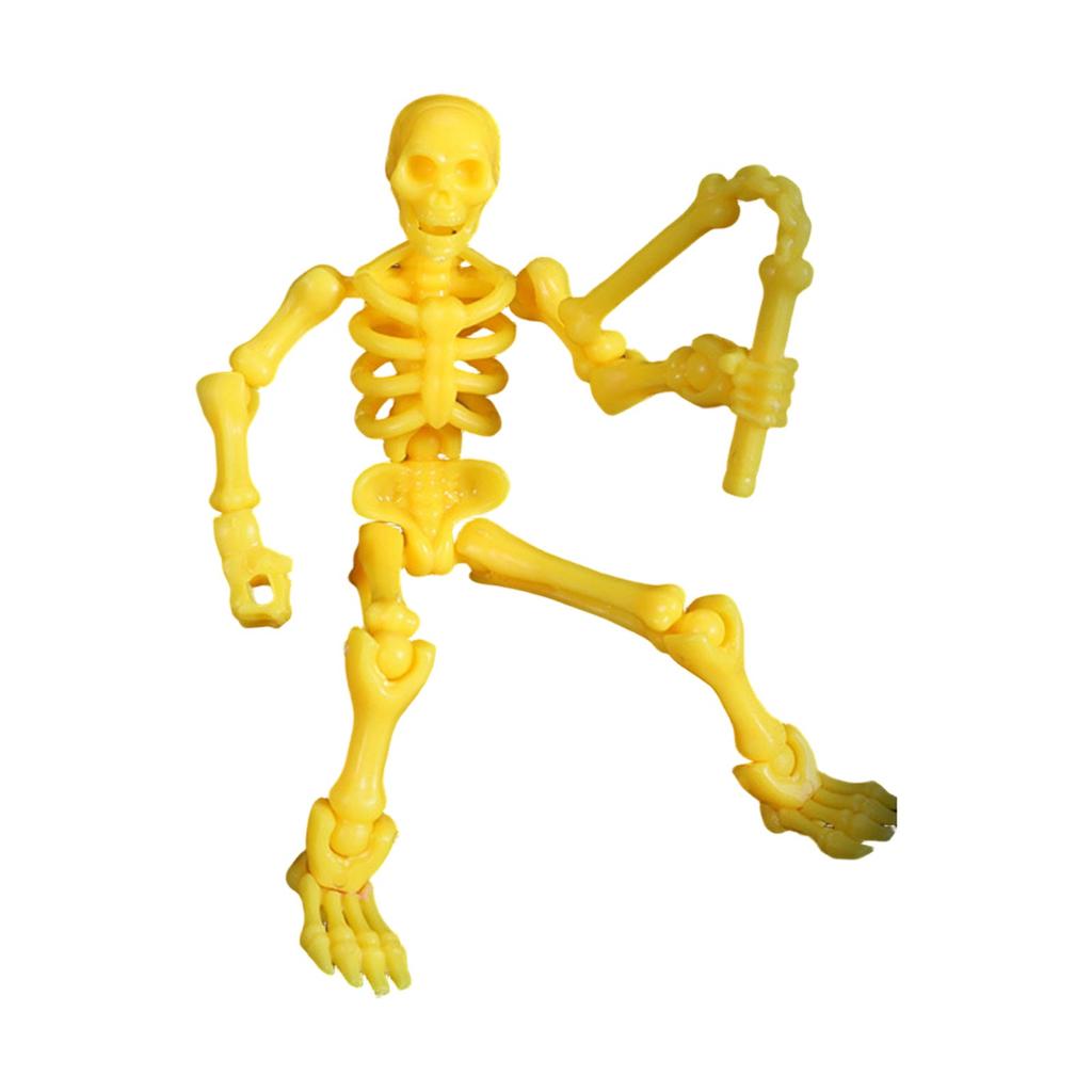 Plastic Skeleton Figure with Axe Movable Joints Durable Construction for Decorative and Educational Use