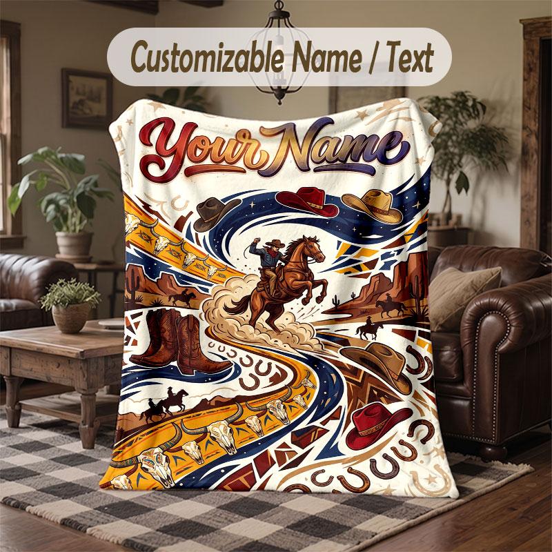 Coperta da divano a tema cavallo con nome personalizzato Testo Coperta personalizzata Morbida Coperta accogliente per casa Divano Letto
