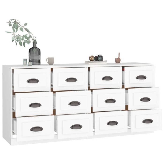 Buffet - Maison Exclusive - Lot 2 pièces - Blanc - Bois d'ingénierie