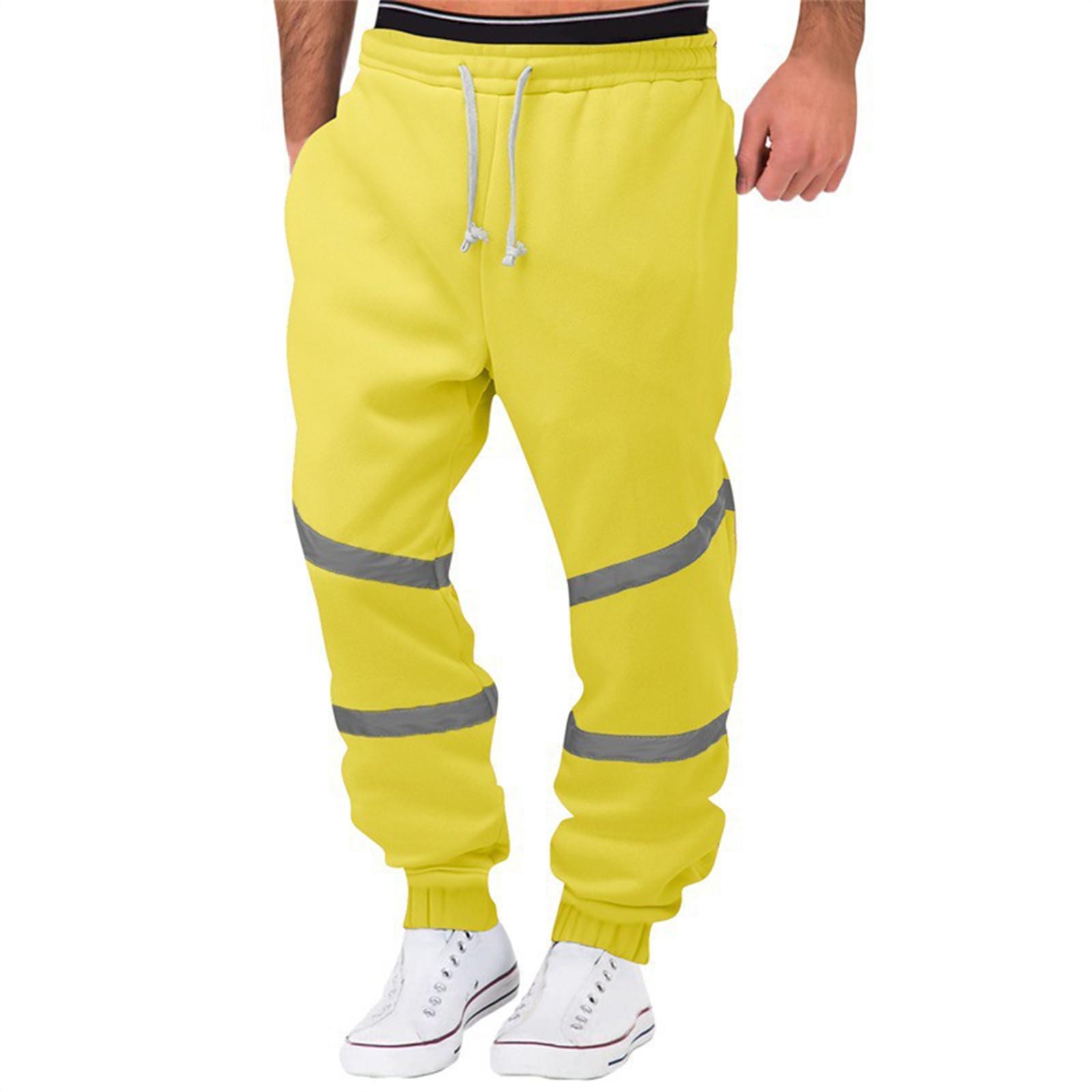 

Осенние и зимние мужские свободные брюки с завязками по цвету, повседневные спортивные брюки XL жёлтый