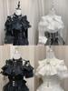 Open landmine lolita girly short XL [XHSUKADO] shoulder, style, blouse, women's, cute, stand-up collar, removable, ribbon, brooch, frills, lace,