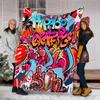 Graffiti Print Blanket Soft Comfortable All Seasons Suitable Sofa Office Nap Travel Birthday Gift Christmas Present