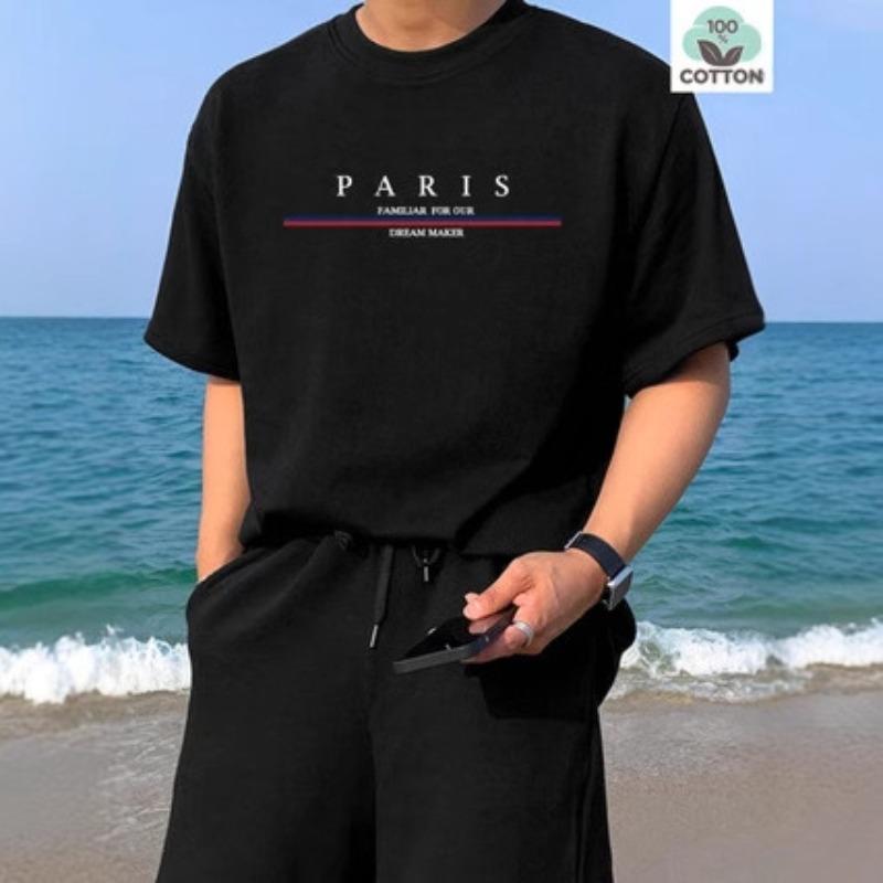 Pánské tričko s krátkým rukávem z potištěné bavlny, ležérní košile z čisté bavlny