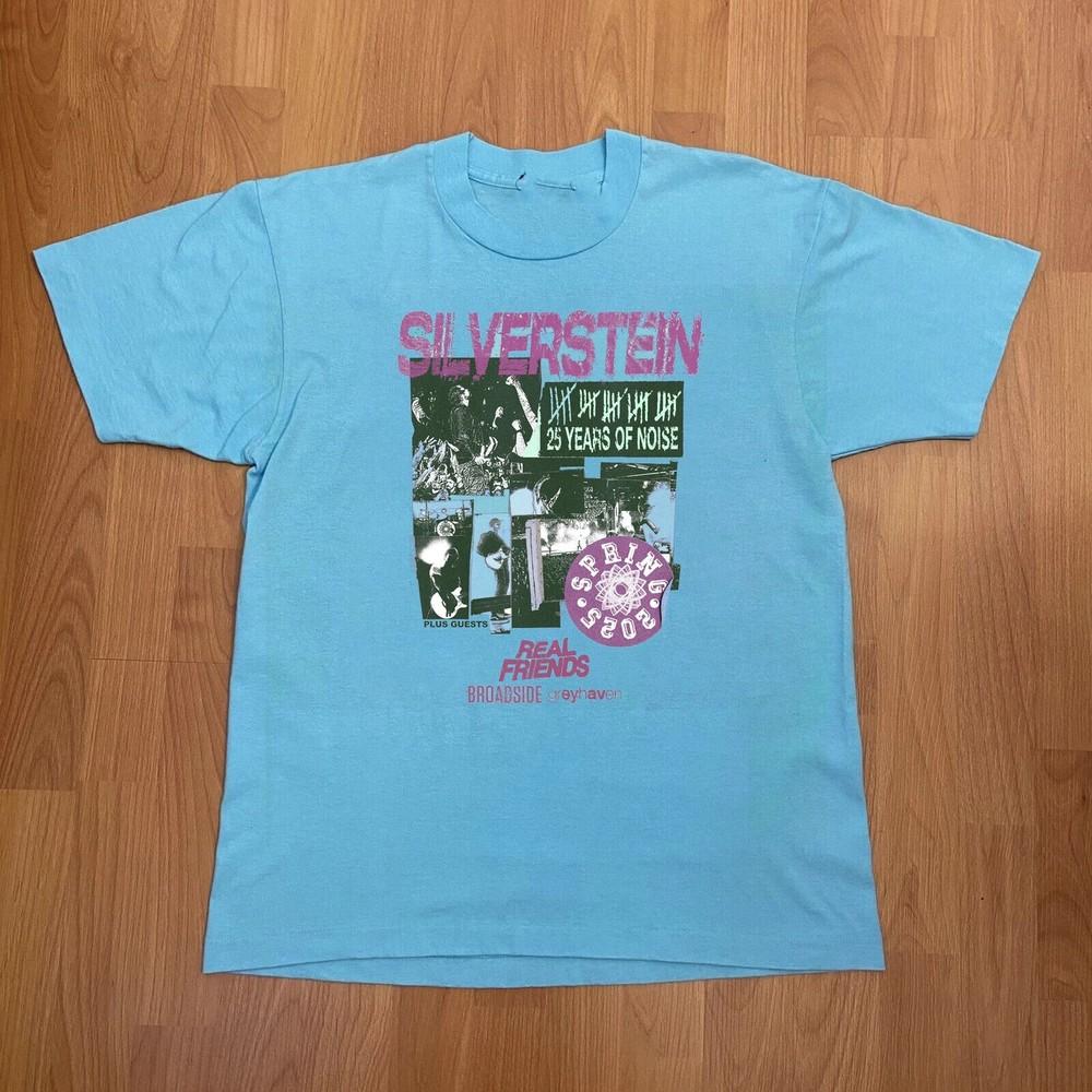 

Hot Silverstein 25 Years Of Noise 100% Cotton Shirt Full Size Light Blue Unisex T-Shirt XXXXL