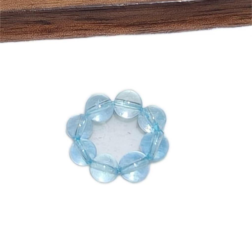 Zestaw Pierścionek do Biegania z Kryształem Akwamarynu i Ręcznie Tkana Bransoletka