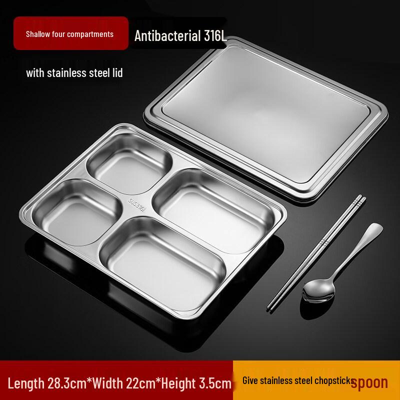 Zhebu 316L Stainless Steel Divided Lunch Tray