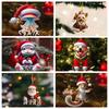 1Pcs Christmas Tree Decoration Santa Claus 2D Flat Acrylic Animal World Christmas Day Party Pendant Christmas Car Accessories