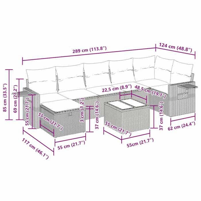 VidaXL Salon de jardin 8 pcs avec coussins noir résine tressée 3325512
