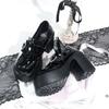 Fashion Sweet Heart-Shaped Buckle Lolita High Heels Pump Shoes for Women Y2k PU Leather Waterproof Platform Mary Janes Shoes