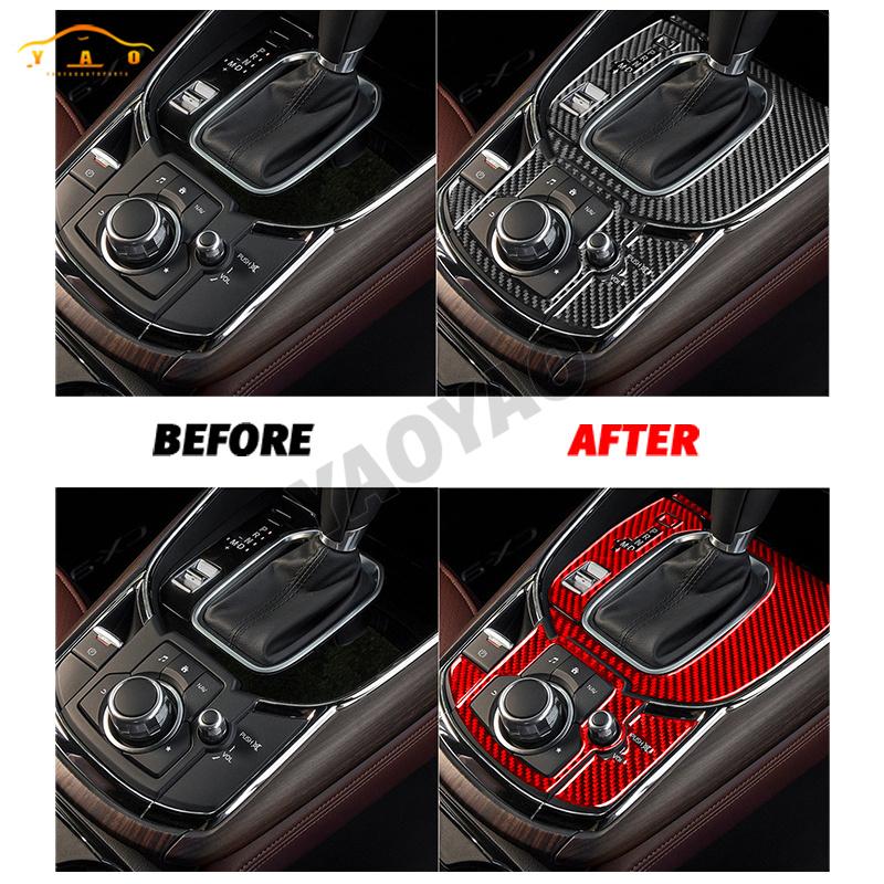 Carbon Fiber For Mazda CX-9 2016-2023 Car Central Control Knob Button Decorative Frame Cover Trim Sticker