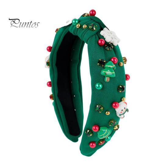 Vánoční čelenka Dámská čelenka s mini kamínky na vánoční stromeček Lehká slavnostní čelenka do vlasů pro večírky