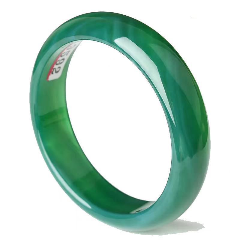Natural Green Chalcedony Bracelet Fashionable Charm Emerald Bangle Women's Gift