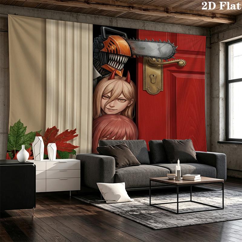Chainsaw Man Wall Tapestry Aesthetic Wall Hanging Printed Fabric Blanket Decorative Tapestries For Bedroom Living Room Home Decor