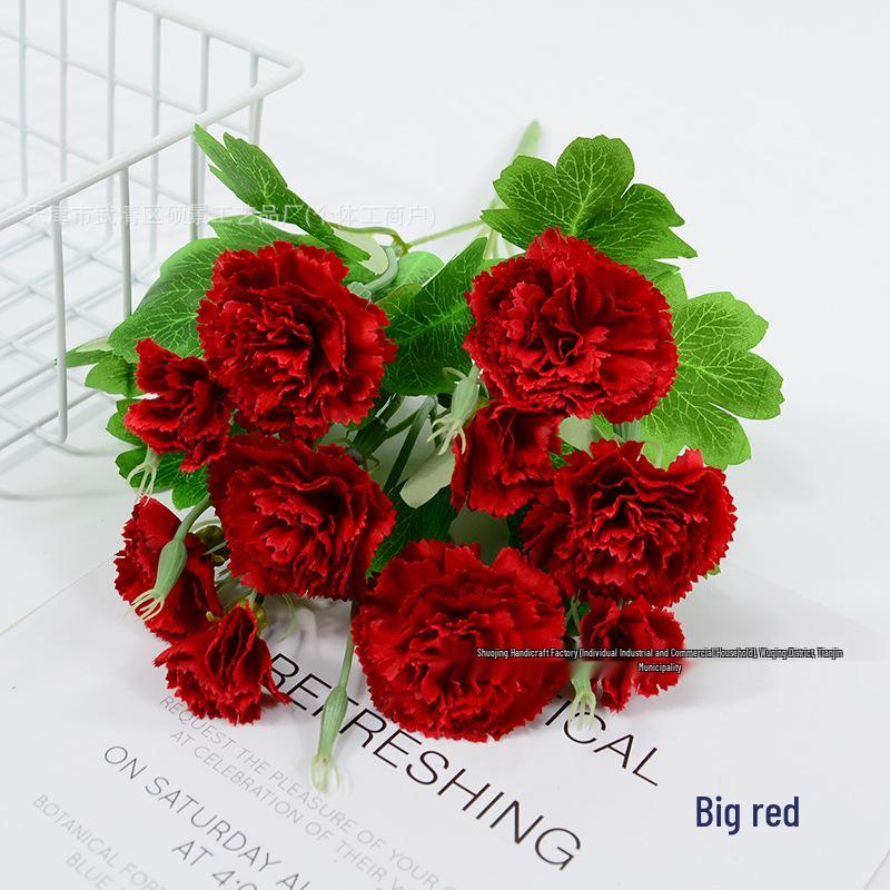 10-Head Artificial Carnation Bouquet for Mother's Day or Teacher's Day - Ideal for Home, Restaurant, and Bar Decorations