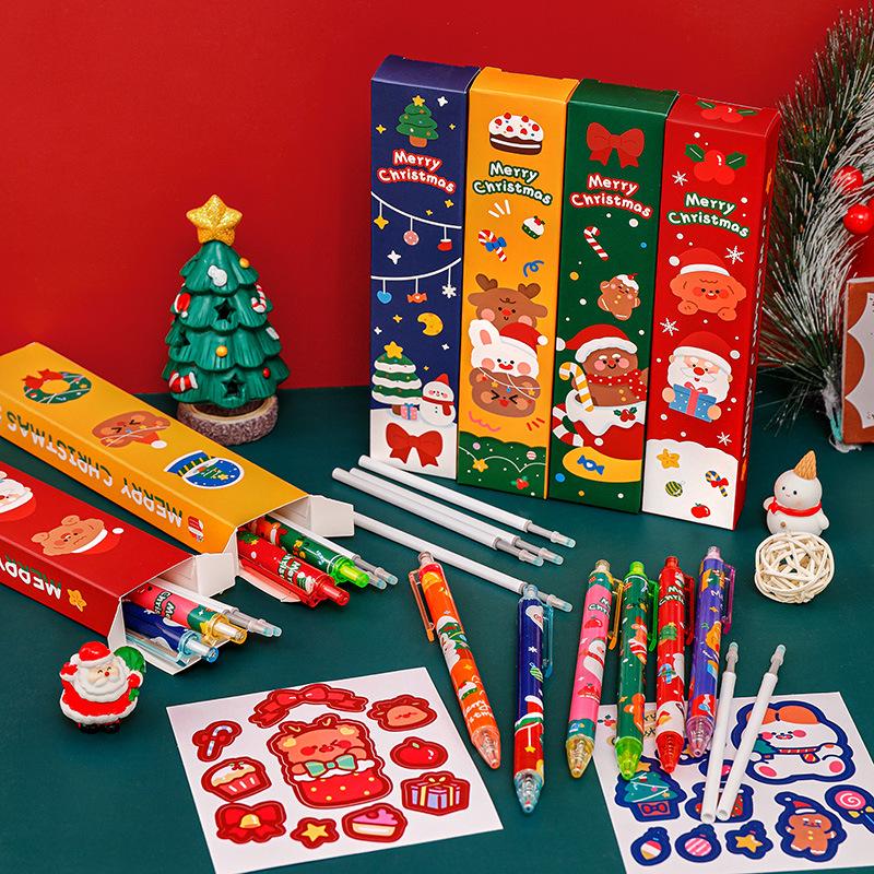 Christmas Mystery Box Gel Pen Set - Creative Push-Button Stationery Gift for Students
