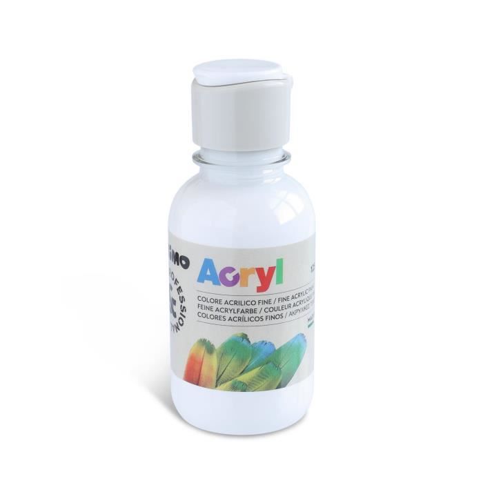 Flacon 125ml Peinture Acrylique Fine Bouchon Flux Control Blanc 100