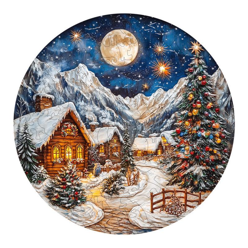 Wooden Puzzle Christmas Snow Scene Small Animal Shape Puzzle Flat Wooden Puzzle